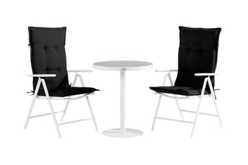 Caféset Tunis 70x70 + 2 Maggie Positionsstol m Dyna - Vit|Grå|Svart - Utemöbler & utemiljö - Utegrupp - Cafegrupp & cafeset