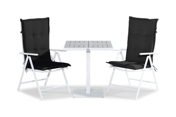 Caféset Tunis 70x70 + 2 Maggie Positionsstol m Dyna - Vit|Grå|Svart - Utemöbler & utemiljö - Utegrupp - Cafegrupp & cafeset