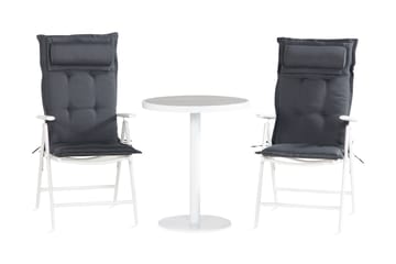 Caféset Tunis 70x70 + 2 Maggie Positionsstol m Dyna - Vit|Grå - Utemöbler & utemiljö - Utegrupp - Cafegrupp & cafeset
