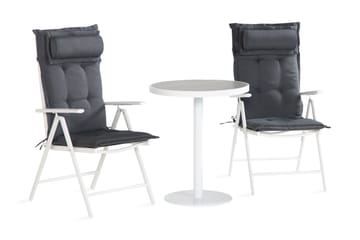 Caféset Tunis 70x70 + 2 Maggie Positionsstol m Dyna - Vit|Grå - Utemöbler & utemiljö - Utegrupp - Cafegrupp & cafeset