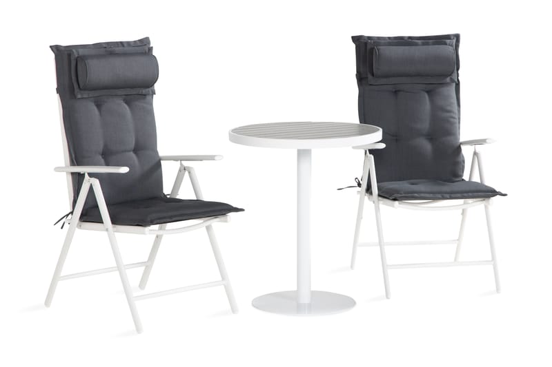 Caféset Tunis 70x70 + 2 Maggie Positionsstol m Dyna - Vit|Grå - Utemöbler & utemiljö - Utegrupp - Cafegrupp & cafeset