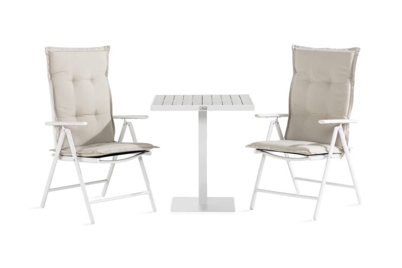Caféset Tunis 70x70 + 2 Maggie Positionsstol m Dyna - Vit|Grå|Offwhite - Utemöbler & utemiljö - Utegrupp - Cafegrupp & cafeset