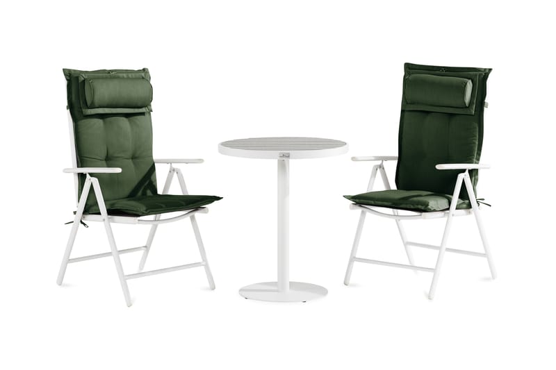 Caféset Tunis 70x70 + 2 Maggie Positionsstol m Dyna - Vit|Grå|Grön - Utemöbler & utemiljö - Utegrupp - Cafegrupp & cafeset