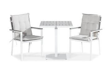 Caféset Tunis 70x70 + 2 Tunis Stapelstol m Dyna - Vit|Grå|Offwhite - Utemöbler & utemiljö - Utegrupp - Cafegrupp & cafeset