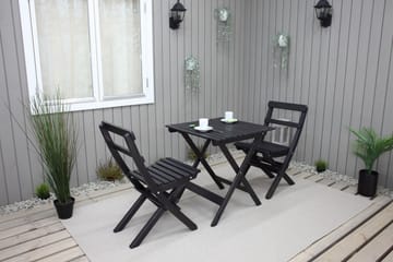 Caféset Wilma 65x65 cm + 2 Utestolar Grå/Vit - Baltic Garden - Utemöbler & utemiljö - Utegrupp - Cafegrupp & cafeset