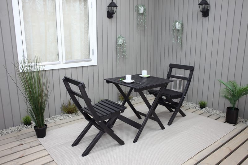 Caféset Wilma 65x65 cm + 2 Utestolar Grå/Vit - Baltic Garden - Utemöbler & utemiljö - Utegrupp - Cafegrupp & cafeset