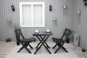 Caféset Wilma 65x65 cm + 2 Utestolar Grå/Vit - Baltic Garden - Utemöbler & utemiljö - Utegrupp - Cafegrupp & cafeset