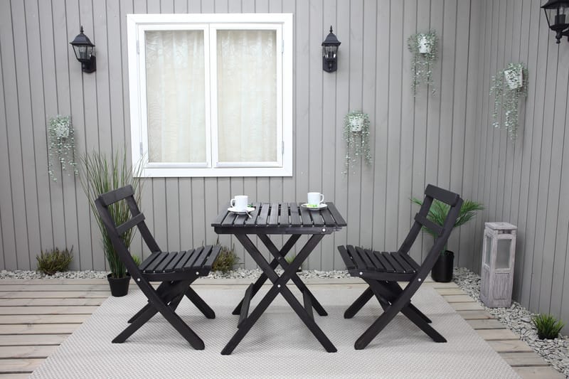 Caféset Wilma 65x65 cm + 2 Utestolar Grå/Vit - Baltic Garden - Utemöbler & utemiljö - Utegrupp - Cafegrupp & cafeset