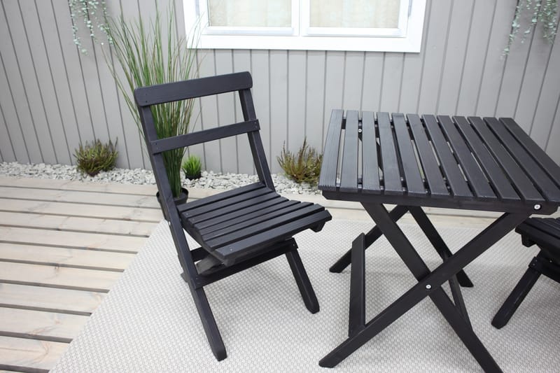 Caféset Wilma 65x65 cm + 2 Utestolar Grå/Vit - Baltic Garden - Utemöbler & utemiljö - Utegrupp - Cafegrupp & cafeset