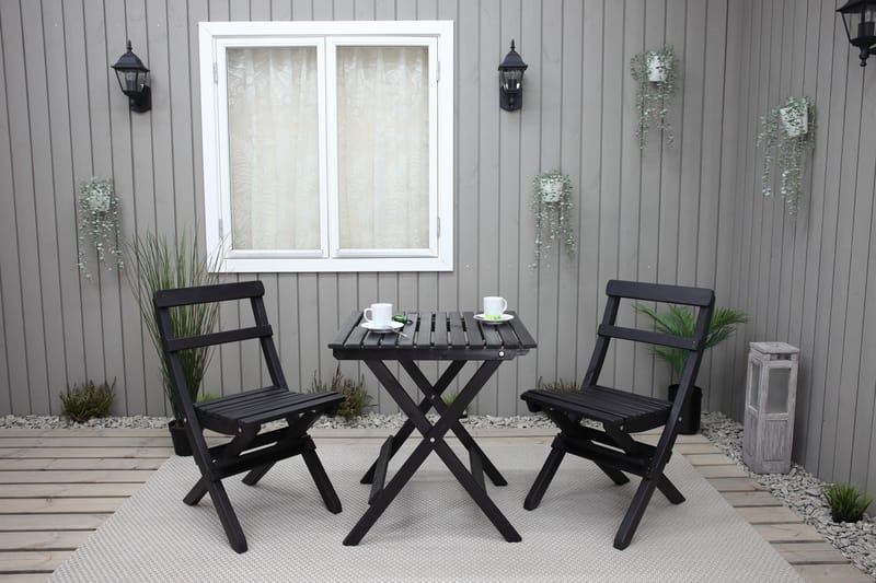 Caféset Wilma 65x65 cm + 2 Utestolar Grå/Vit - Baltic Garden - Utemöbler & utemiljö - Utegrupp - Cafegrupp & cafeset