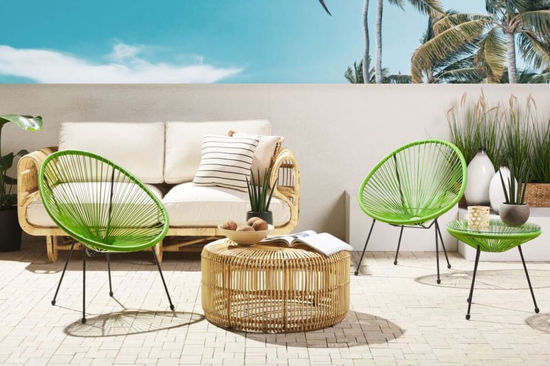 Cayaco Balkongset 70 cm + 2 Utestolar - Konstrotting/Grön - Utemöbler & utemiljö - Utegrupp - Cafegrupp & cafeset