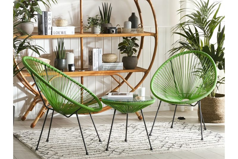 Cayaco Balkongset 70 cm + 2 Utestolar - Konstrotting/Grön - Utemöbler & utemiljö - Utegrupp - Cafegrupp & cafeset