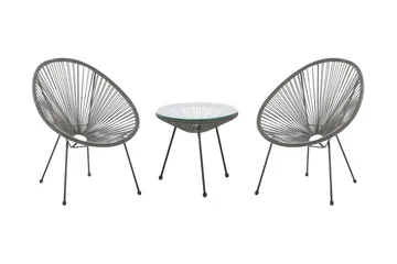 Cayaco Balkongset 70 cm + 2 Utestolar - Konstrotting/Mörkgrå - Utemöbler & utemiljö - Utegrupp - Cafegrupp & cafeset