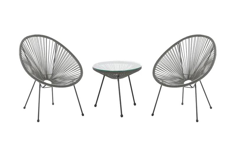 Cayaco Balkongset 70 cm + 2 Utestolar - Konstrotting/Mörkgrå - Utemöbler & utemiljö - Utegrupp - Cafegrupp & cafeset