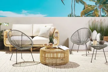 Cayaco Balkongset 70 cm + 2 Utestolar - Konstrotting/Mörkgrå - Utemöbler & utemiljö - Utegrupp - Cafegrupp & cafeset