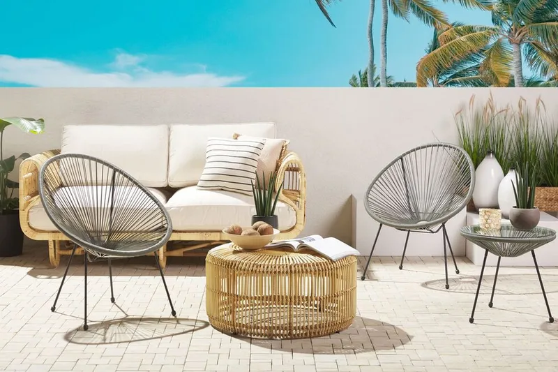 Cayaco Balkongset 70 cm + 2 Utestolar - Konstrotting/Mörkgrå - Utemöbler & utemiljö - Utegrupp - Cafegrupp & cafeset