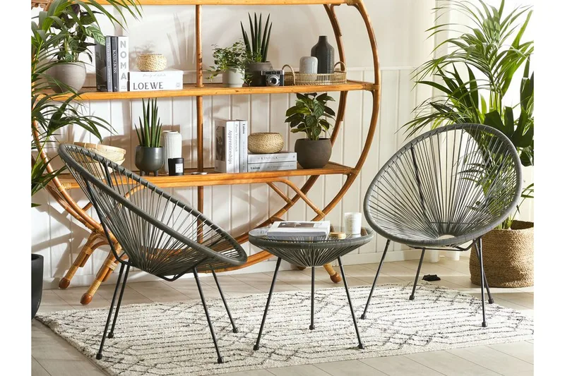 Cayaco Balkongset 70 cm + 2 Utestolar - Konstrotting/Mörkgrå - Utemöbler & utemiljö - Utegrupp - Cafegrupp & cafeset