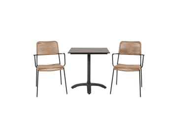 Colorado Caféset 70 cm + 2 Lindos Utefåtöljer - Svart - Utemöbler & utemiljö - Utegrupp - Cafegrupp & cafeset
