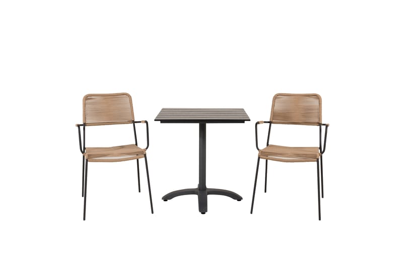Colorado Caféset 70 cm + 2 Lindos Utefåtöljer - Svart - Utemöbler & utemiljö - Utegrupp - Cafegrupp & cafeset