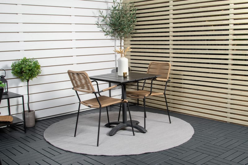 Colorado Caféset 70 cm + 2 Lindos Utefåtöljer - Svart - Utemöbler & utemiljö - Utegrupp - Cafegrupp & cafeset