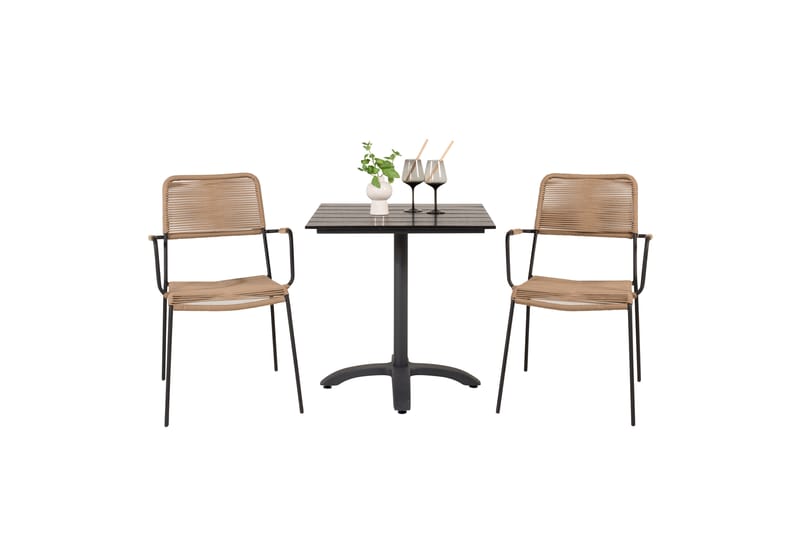 Colorado Caféset 70 cm + 2 Lindos Utefåtöljer - Svart - Utemöbler & utemiljö - Utegrupp - Cafegrupp & cafeset