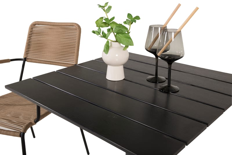 Colorado Caféset 70 cm + 2 Lindos Utefåtöljer - Svart - Utemöbler & utemiljö - Utegrupp - Cafegrupp & cafeset
