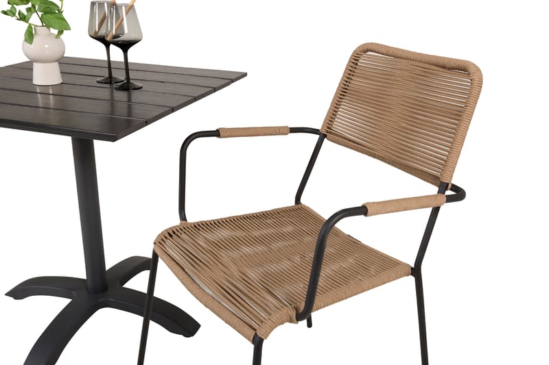 Colorado Caféset 70 cm + 2 Lindos Utefåtöljer - Svart - Utemöbler & utemiljö - Utegrupp - Cafegrupp & cafeset