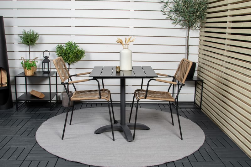 Colorado Caféset 70 cm + 2 Lindos Utefåtöljer - Svart - Utemöbler & utemiljö - Utegrupp - Cafegrupp & cafeset