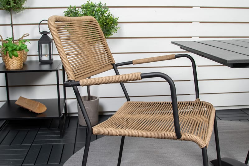 Colorado Caféset 70 cm + 2 Lindos Utefåtöljer - Svart - Utemöbler & utemiljö - Utegrupp - Cafegrupp & cafeset