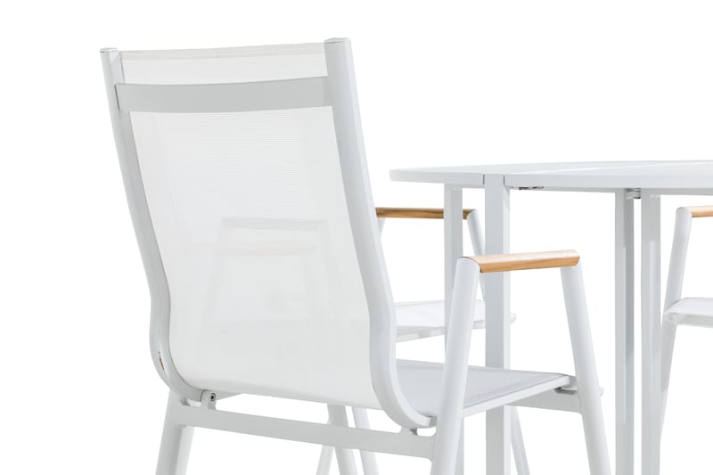 Flippy Cafégrupp 90 Rund + 4 Las Vegas Karmstol - Vit/Teak - Utemöbler & utemiljö - Utegrupp - Cafegrupp & cafeset