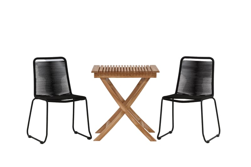 Ghana Cafégrupp 70x70 cm + 2 Lindos Stapelbar Stol - Svart/Brun - Utemöbler & utemiljö - Utegrupp - Cafegrupp & cafeset
