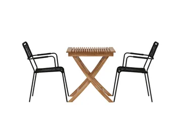 Ghana Caféset 70 cm + 2 Lindos Karmstol - Brun/Svart - Utemöbler & utemiljö - Utegrupp - Cafegrupp & cafeset