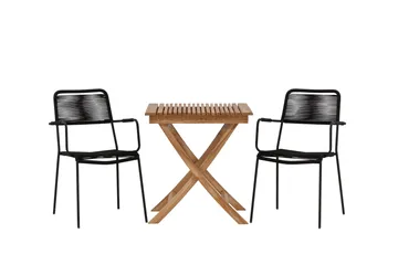 Ghana Caféset 70 cm + 2 Lindos Karmstol - Brun/Svart - Utemöbler & utemiljö - Utegrupp - Cafegrupp & cafeset