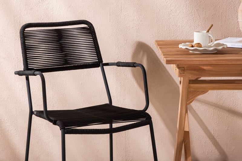 Ghana Caféset 70 cm + 2 Lindos Karmstol - Brun/Svart - Utemöbler & utemiljö - Utegrupp - Cafegrupp & cafeset