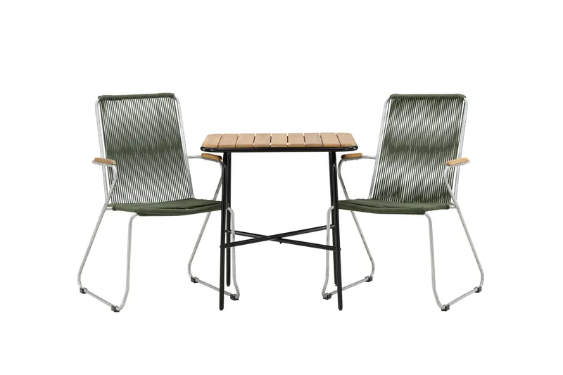 Holmbeck Caféset 70 cm + 2 st Bois Karmstolar, Grön/Brun