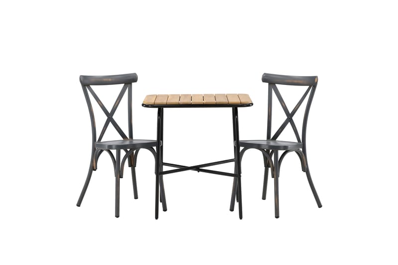 Holmbeck Caféset 70 cm + 2 st Tablas Matstolar, Brun/Mörkgrå