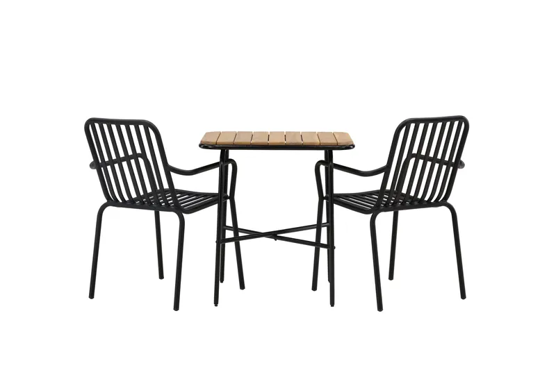 Holmbeck Caféset 70 cm + 2 st Peking Karmstolar - Svart/Brun - Utemöbler & utemiljö - Utegrupp - Cafegrupp & cafeset