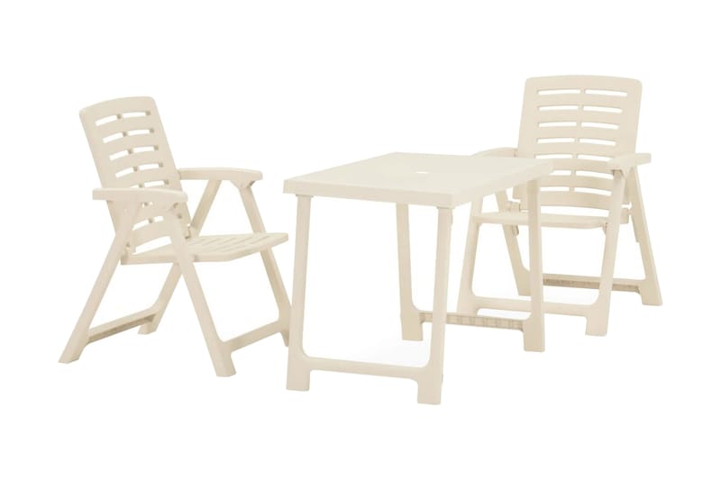 Hopfällbart caféset 3 delar plast vit - Vit - Cafegrupp & cafeset