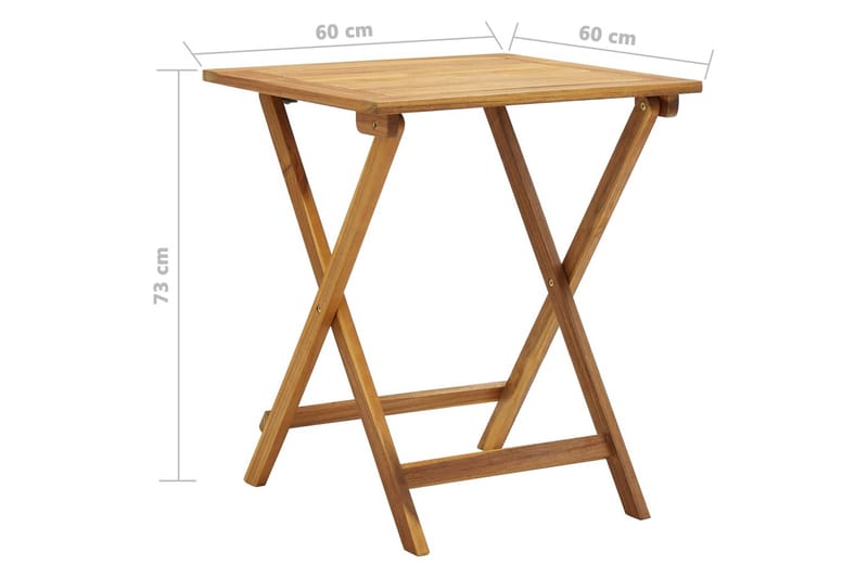 Hopfällbart caféset med dynor 3 delar massivt akaciaträ - Grå - Cafegrupp & cafeset