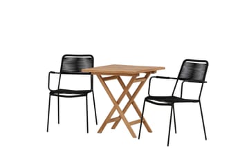 Kenya Cafégrupp 70x70 cm + 2 Lindos Karmstol - Svart/Brun - Utemöbler & utemiljö - Utegrupp - Cafegrupp & cafeset