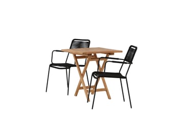 Kenya Cafégrupp 70x70 cm + 2 Lindos Karmstol - Svart/Brun - Utemöbler & utemiljö - Utegrupp - Cafegrupp & cafeset