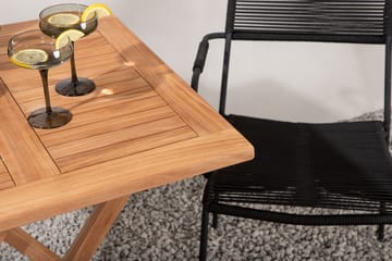 Kenya Cafégrupp 70x70 cm + 2 Lindos Karmstol - Svart/Brun - Utemöbler & utemiljö - Utegrupp - Cafegrupp & cafeset