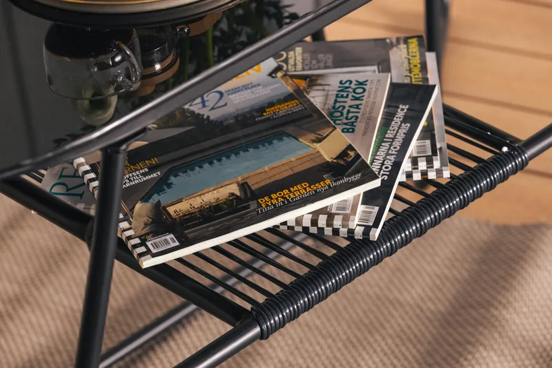 Lamborg Caféset 120 cm Oval + 2 Utestolar - Glas/Svart - Utemöbler & utemiljö - Utegrupp - Cafegrupp & cafeset