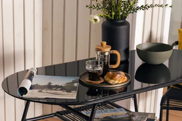Lamborg Caféset 120 cm Oval + 2 Utestolar - Glas/Svart - Utemöbler & utemiljö - Utegrupp - Cafegrupp & cafeset