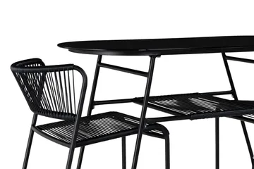 Lamborg Caféset 120 cm Oval + 2 Utestolar - Glas/Svart - Utemöbler & utemiljö - Utegrupp - Cafegrupp & cafeset