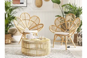 Limni Balkongset 140 cm + 2 Lorentine Utefåtöljer - Trä/Natur - Utemöbler & utemiljö - Utegrupp - Cafegrupp & cafeset