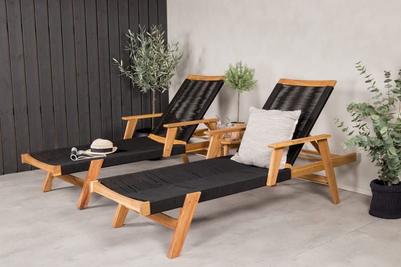 Little John Solsäng med Chania Bord Brun/Svart - Brun/Svart - Utemöbler & utemiljö - Utegrupp - Cafegrupp & cafeset