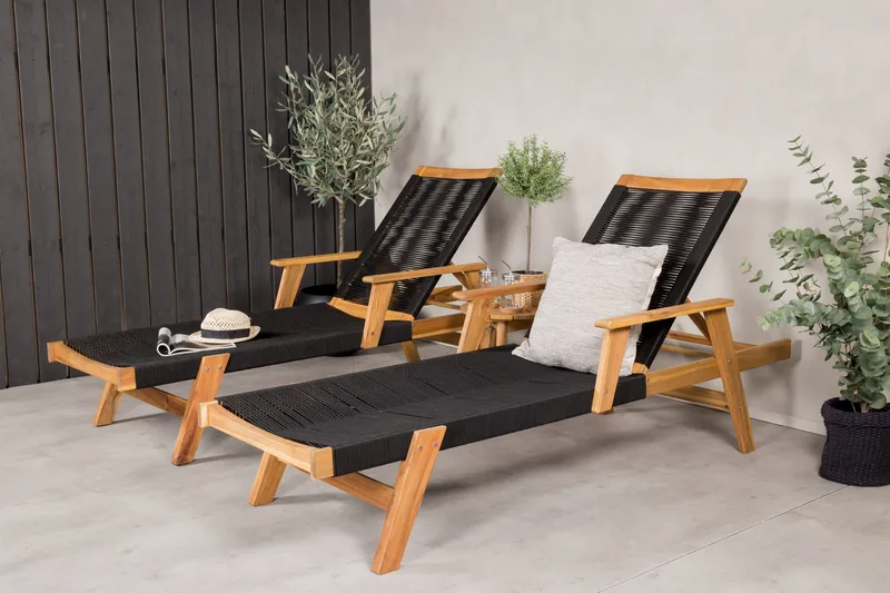 Little John Solsäng med Chania Bord Brun/Svart - Brun/Svart - Utemöbler & utemiljö - Utegrupp - Cafegrupp & cafeset