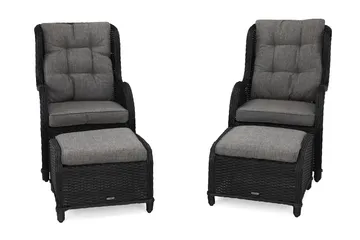 Marcus Öronlappsfåtölj med Fotpall m Dyna 2-pack - Svart - Utemöbler & utemiljö - Utegrupp - Cafegrupp & cafeset