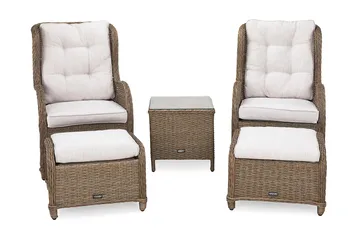 Marcus Caféset med 2 Öronlappsfåtöljer med Fotpall m Dyna - Natur - Utemöbler & utemiljö - Utegrupp - Cafegrupp & cafeset